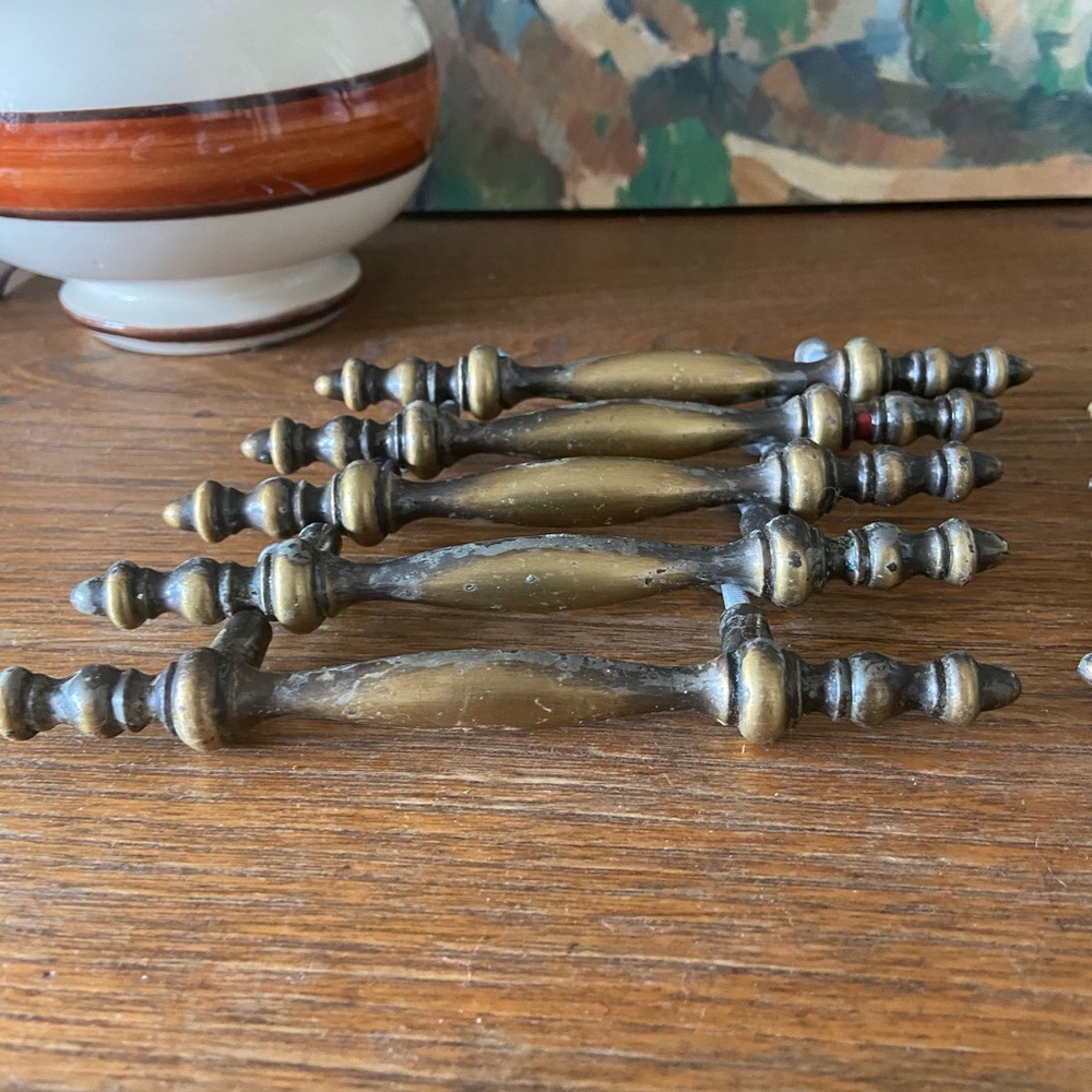 Vintage Brass Drawer Pulls 1968 with hardware 10
